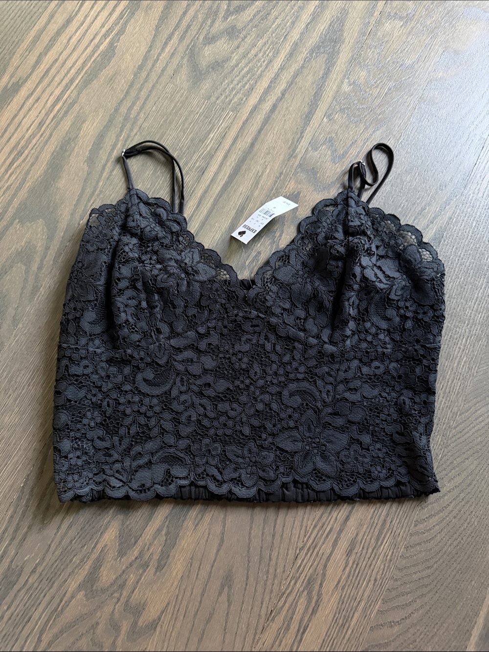 Express Black Floral Lace Crop Tank (NWT-M)